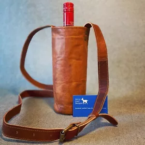 Leather Bottle Bag BOT Wine Water Bottle Gift Giftware - Picture 1 of 7
