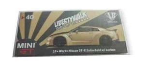 TSM Mini GT 40 Liberty Walk LB Nissan GT-R R35 Satin Gold w Carbon - Picture 1 of 1