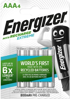 Energizer 4er Recharge Extreme AAA 800 mAh Akku NiMH Micro E300624406 Blister - Bild 1 von 2