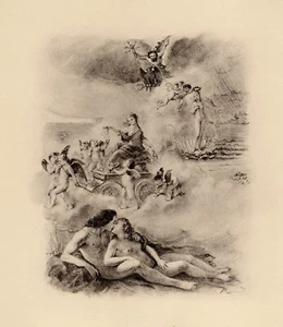 1947 PAUL-EMILE BECAT Original limitierte Lithographie LIEBE IST IN DER LUFT gerahmtes COA - Bild 1 von 2