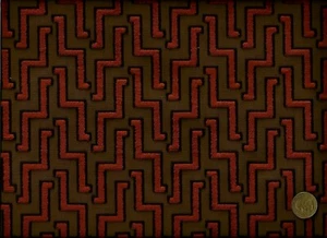Brentano Zigzag Chilli pepper & mocha Woven Modern Cut Velvet Upholstery Fabric - Picture 1 of 1