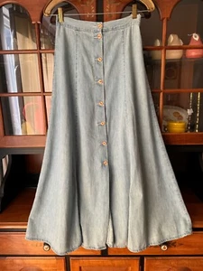 NWT VINTAGE CHAMBRAY BLUE MAXI SKIRT ELASTIC WAIST SIZE SMALL NEW YORK STYLE - Picture 1 of 8