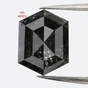 1.55 CT Natural Loose Hexagon Cut Diamond 8.00 MM Salt And Pepper Diamond QL734 - Picture 1 of 8