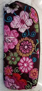 Vera Bradley Mod Blumenmuster rosa braun Herbst 2007 Muster nicht mehr produziert Reißverschluss Beutel 12" - Bild 1 von 6