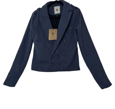 Chaqueta One Teaspoon Mujer Pequeña Azul Bolsillos Militares Estrellas Acogedora Nueva Foto 1 de 4