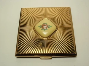 Vintage Evans Floral Flower Powder Compact - Picture 1 of 7