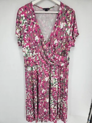 Womens Lands End Pink Floral Art Style Dress Size XL (18) - Image 1 of 4