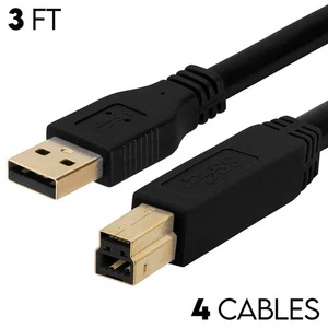 4x 3 FT Black High Speed USB 3.0 Type A-Male to B-Male Data Cable 3 FT - Picture 1 of 3
