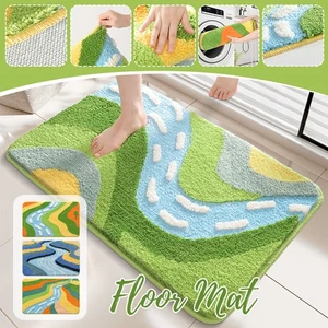 Flocked Absorbent Non-Slip Bathroom Mat Entryway Rug Soft Plush Floor Carpet - Bild 1 von 26