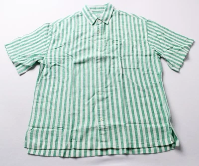Gap Boys Kids Soft Linen-Cotton Relaxed Shirt AC2 Green Stripe Size: XL NWT - Image 1 of 3