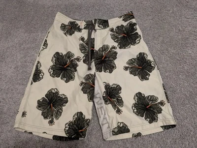 BKE Pantalones Cortos de Tabla Húmedos Para Hombres 36 Blanco Verde Floral Bañador Flor Bolsillo Foto 1 de 4