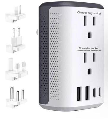 Voltage Converter US to Europe 220v To 110v Power Converter Combo Travel Adapter - Image 1 of 4