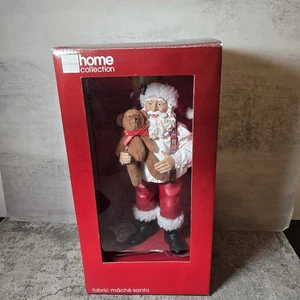 JCPenney Papá Noel y Oso de Peluche 11" Tela Mache Clothtique Tirantes Nuevo Caja Abierta - Imagen 1 de 9