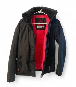 GERRY Women Black Hooded Softshell Ski Jacket Quilted Insulated Pink Lining XS - Picture 1 of 16