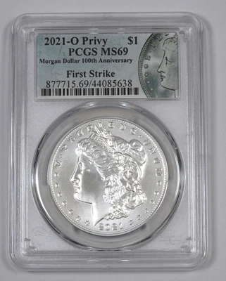 2021-O Privy $1 100th Anniversary Silver Morgan Dollar PCGS MS69 First Strike - Image 1 of 2