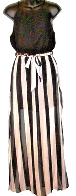 VESTIDO MAXI DOBLE CERO BLANCO Y NEGRO SIN MANGAS TALLA SM Foto 1 de 4