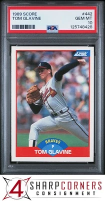 1989 SCORE #442 TOM GLAVINE BRAVES 2ND YR HOF PSA 10 - Image 1 of 3