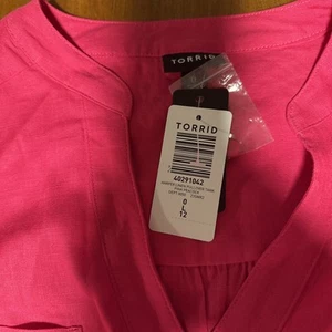 Torrid 0 Damen Harper Leinen Tank Top Rosa Pfau Neu Etikett Größe L (12) - Bild 1 von 6