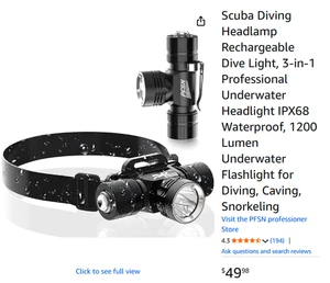 Tauch Stirnlampe Wiederaufladbare Tauchlampe, 3-in-1 Profi Unterwasser... - Bild 1 von 8