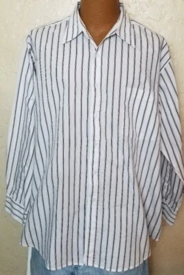 Vintage Haband Mens Shirt White Striped Size XL 17 1/2 L - Image 1 of 3