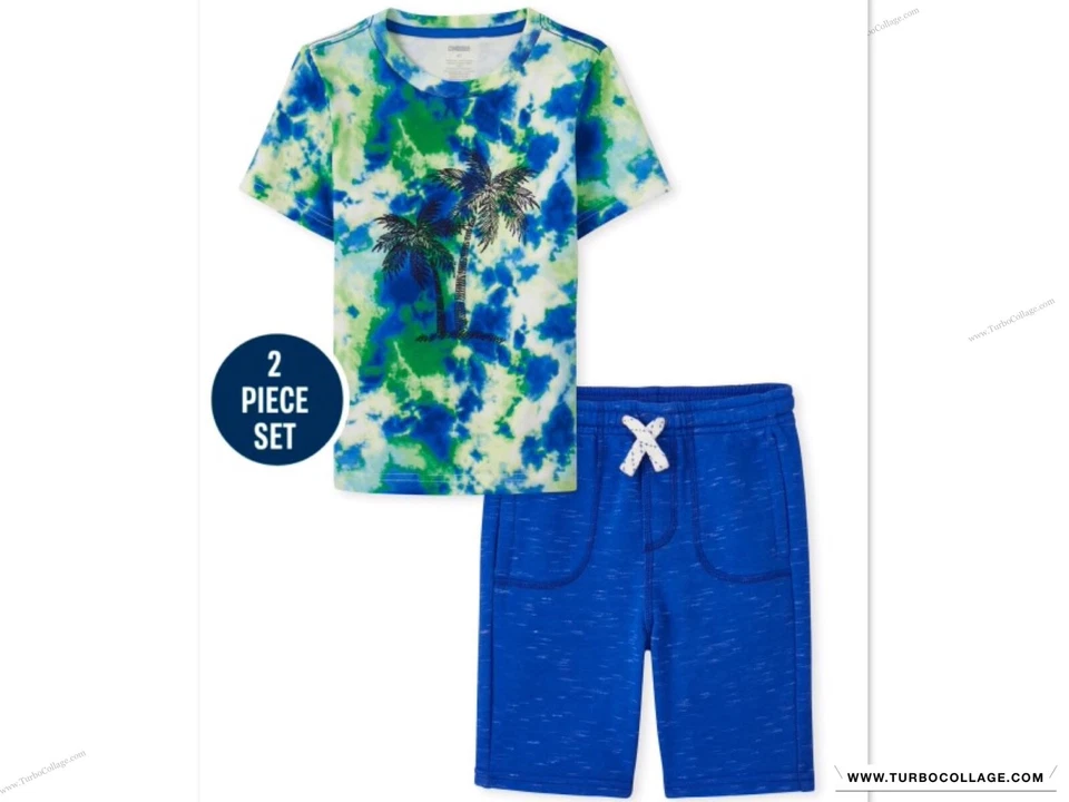 NUEVO TOP DE MANGA CORTA Y PANTALONES CORTOS DE PUNTO TYE DYE PALMERA PARA NIÑOS TALLA 5T GYMBOREE* Foto 1 de 3