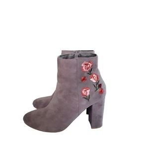 Stivaletti donna Report Sierra grigio ricamato floreale zip laterale tacco misura 8,5 - Foto 1 di 10