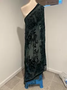 Hunter Green Silk Chiffon Velvet Burnout Scarf 40”x40” Wide - Picture 1 of 7