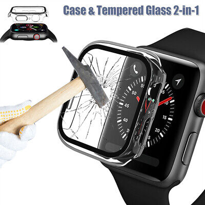 Clear Full Cover Case Tempered Glass For Apple Watch Series 8 7 6 5 4 SE 41/45mm • 3.58€