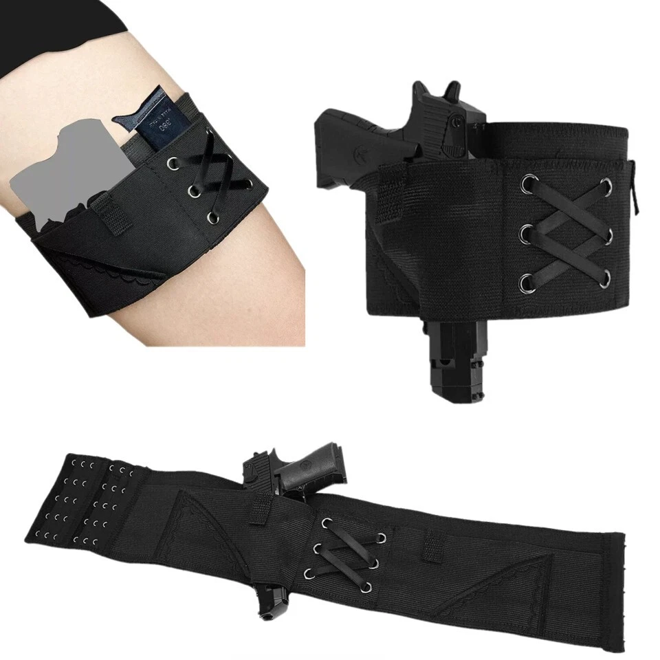 Tactical Carry Concealed Elastic Women's Ladies Leg Band Thigh Gun Holster Black - Image 1 of 4