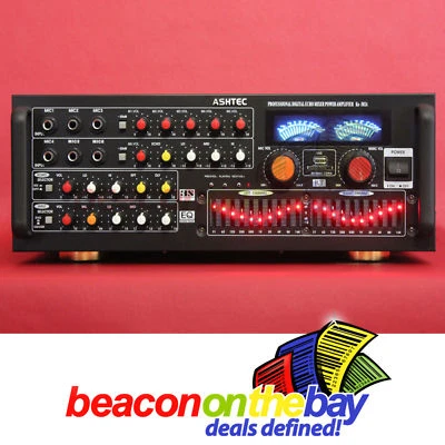 ASHTEC Mixer Amplifier Bluetooth 1200W FM Radio 10 Channel Karaoke DJ - Image 1 of 4