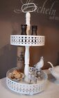 Etagere platform muffle stand fruit basket shabby chic vintage country house white 46 cm