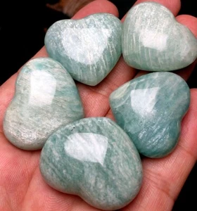 75g 5 amazonite Quartz heart crystal for love jewellery making Amazon gemstone - Picture 1 of 6