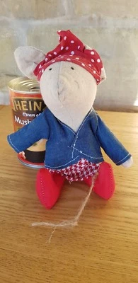 Mouse Handmade Hessian Collector Toy New Tagged Craft Gorgeous Gift 9"/22cm - Image 1 of 2