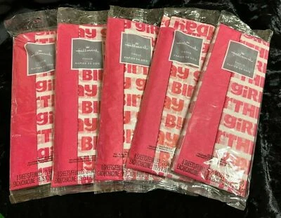 lot of 5 packages Hallmark tissue paper pink birthday girl - Image 1 of 4