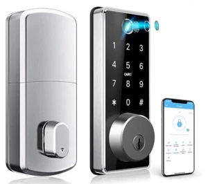 CIVIGEM Digital Smart Lock: T15B-W/ Keys, Bluetooth, Fingerprint, Passcode NEW - Picture 1 of 12