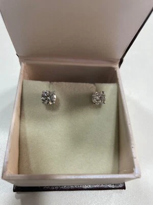 2 Ct. Off White Heated & Pressure Treated Diamond 4 Prong Studs in 925 Silver - Image 1 of 4