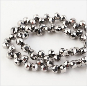 124 Pieces Crystal Glass Beads Full Silver Faceted 3*4mm New Jewelry