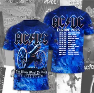 ACDC Power Up Tour 2025 European 3D Unisex T Shirt For Men Women All Size - Picture 1 of 3