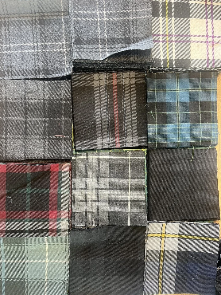 Tartan Quilting Wool Squares X 50 Pieces. Mix Grey/ Black 6 InchBy 6 Inch - Image 1 of 3