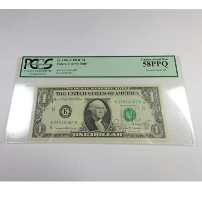 1969 C PCGS Choice About New 58 PPQ Signed $1 Dollar Federal Reserve Note 54208F - Image 1 of 3