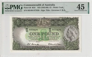 Australia 1953 1 Pound PMG Certified Banknote XF 45 Pick 30 - Picture 1 of 2