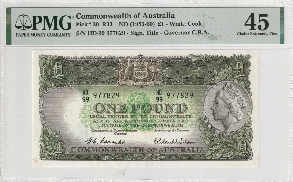 Australia 1953 1 Pound PMG Certified Banknote XF 45 Pick 30 - Image 1 of 2