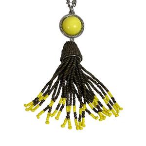 Nuevo Collar Colgante Borla Talbots Marrón Amarillo Fiesta de Vacaciones Regalo Joyería ~36" - Imagen 1 de 6