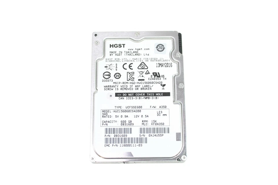 HGST 600Gb HUC156060CS4200 15K RPM 12GB/s SAS 2.5" EMC 118000111-03  - Image 1 of 1