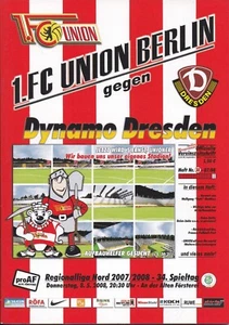 Programm 1. FC Union Berlin - Dynamo Dresden 08.05.2008  Regionalliga Nord 07/08 - Bild 1 von 1