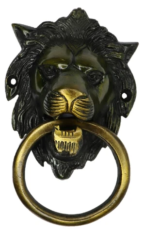 Lion Face Shape Antique Victorian Style Door Bell Handcrafted Brass Door Knocker Cover