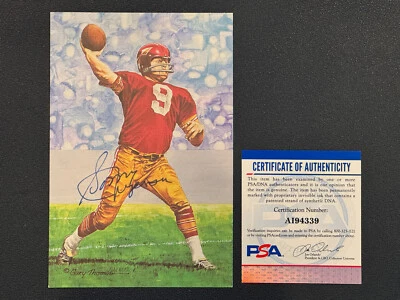 Sonny Jurgensen Signed Goal Line Art Card GLAC 🏈 HOF Auto 🔥 PSA COA AI94339 - Image 1 of 4