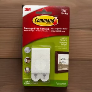 3M Command Medium Picture Hanging Strips, Damage Free Hanging, 4 Pairs {C} - Picture 1 of 9