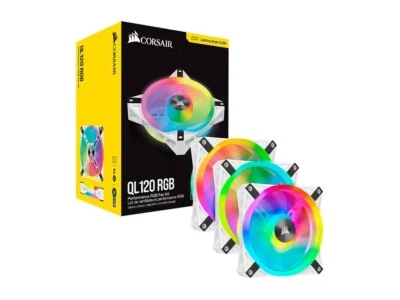 CORSAIR iCUE QL120 RGB, 120mm RGB LED PWM White Fan, Triple Fan Kit with - Image 1 of 4