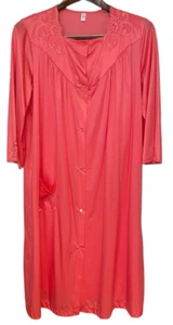 Vintage Nancy King Lingerie Nightgown and Robe Antron III Nylon Melon Size L - Picture 1 of 9